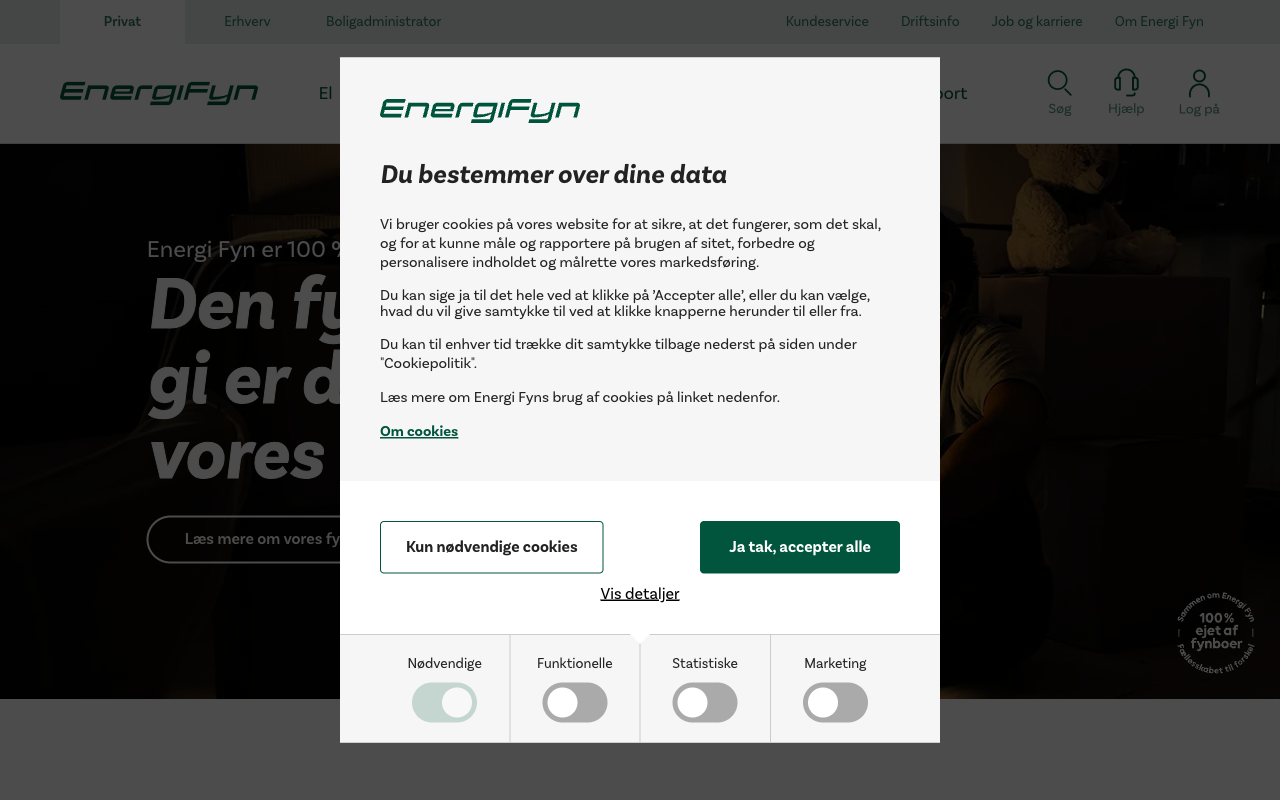 Skærmbillede af Energi Fyns hjemmeside — https://energifyn.dk