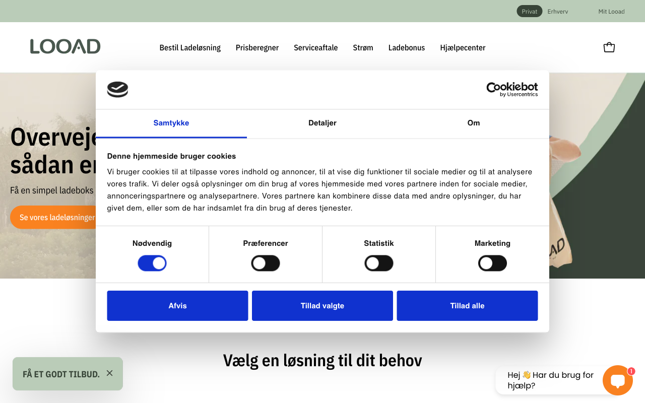 Skærmbillede af Looads hjemmeside — https://looad.dk