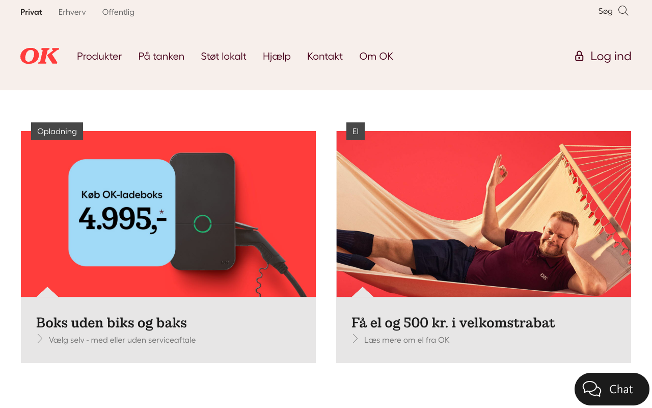 Skærmbillede af OKs hjemmeside — https://ok.dk